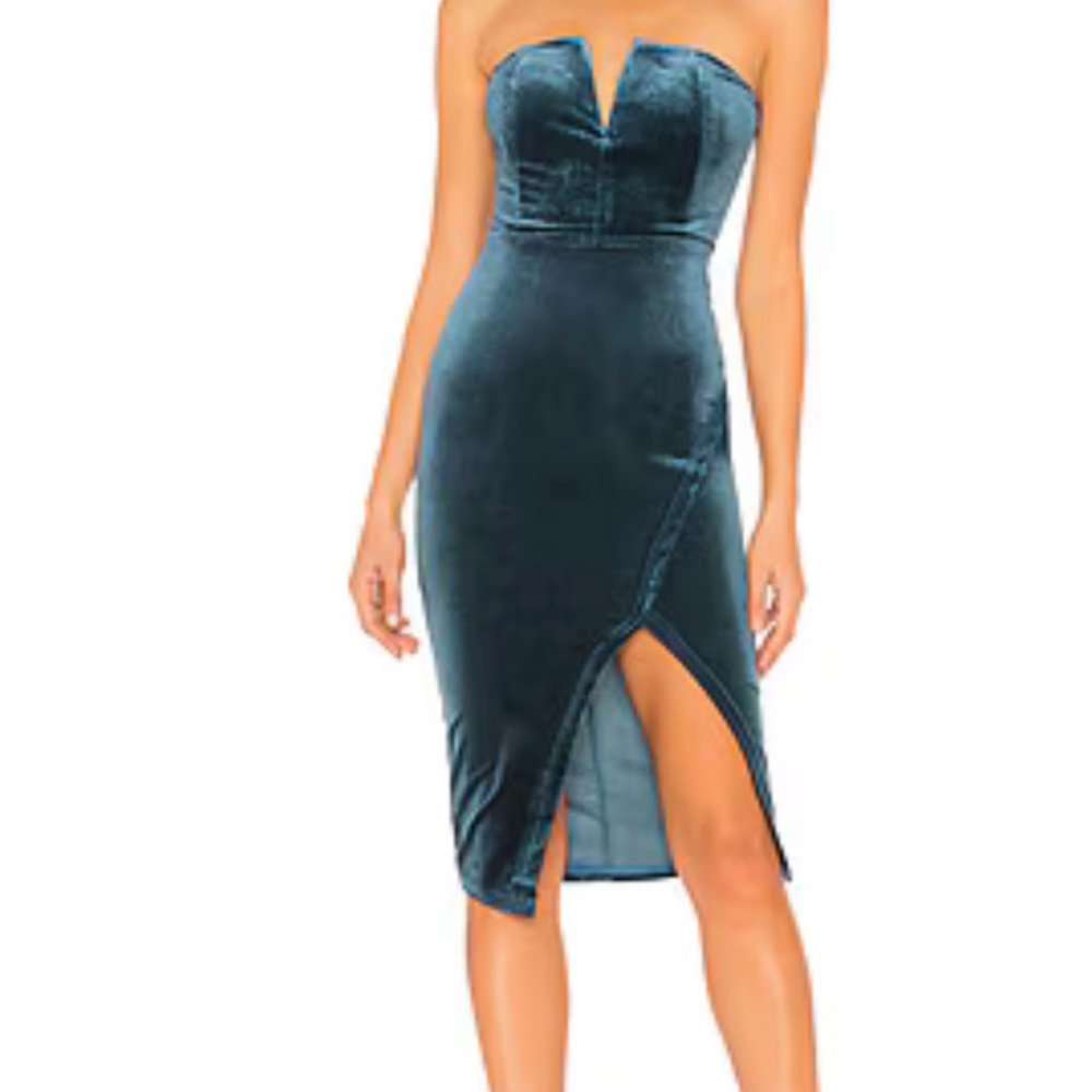 Superdown Blue Strapless Bodycon Dress